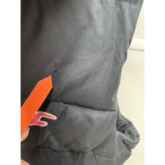 Hollister Women's Black Puffer Vest Hooded Y2K Fleece Lined Cinched Back Size L - Picture 4 of 10